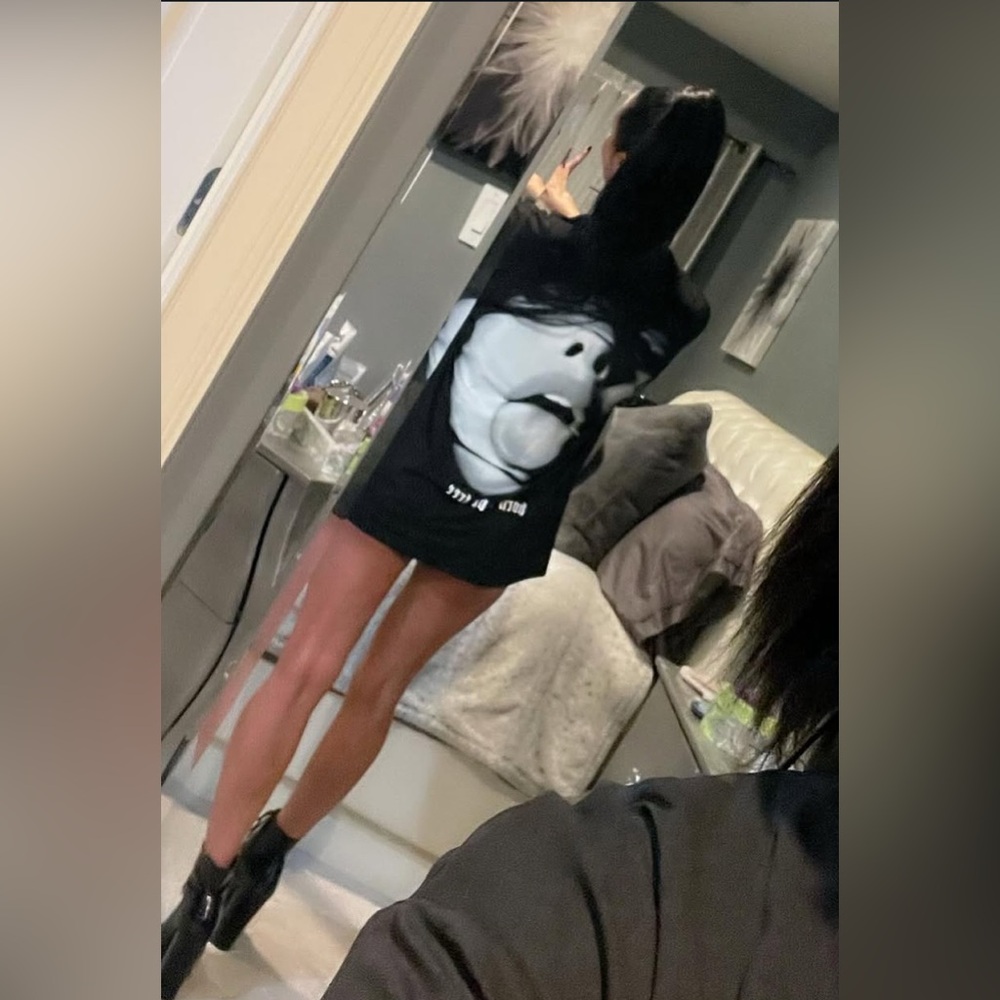 Shein XS Oversized born to be free Black Graphic T-Shirt Can be worn as a dress